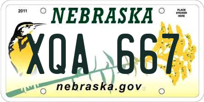 NE license plate XQA667