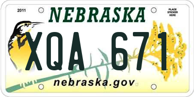 NE license plate XQA671