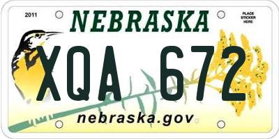 NE license plate XQA672