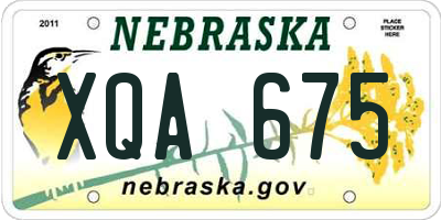 NE license plate XQA675