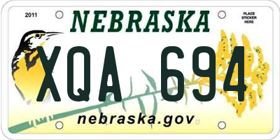 NE license plate XQA694