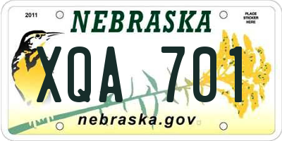 NE license plate XQA701
