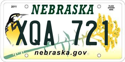 NE license plate XQA721