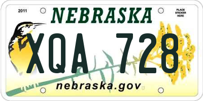 NE license plate XQA728