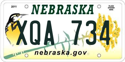 NE license plate XQA734