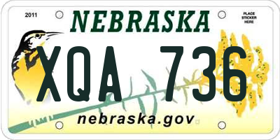 NE license plate XQA736