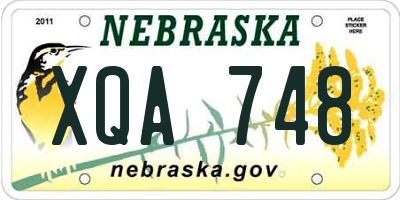 NE license plate XQA748