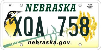 NE license plate XQA758