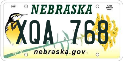 NE license plate XQA768