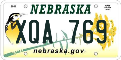 NE license plate XQA769