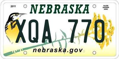 NE license plate XQA770