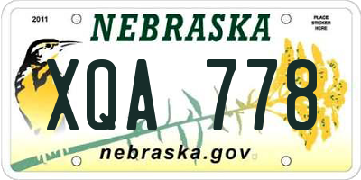 NE license plate XQA778