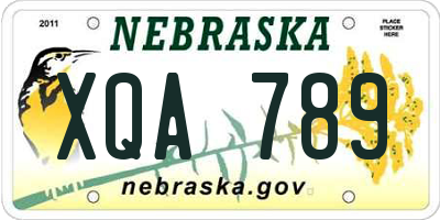 NE license plate XQA789