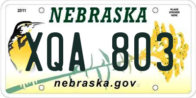 NE license plate XQA803
