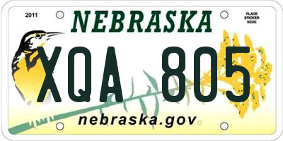 NE license plate XQA805