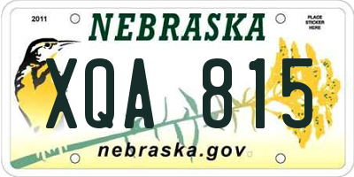 NE license plate XQA815