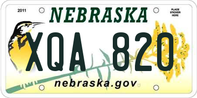 NE license plate XQA820