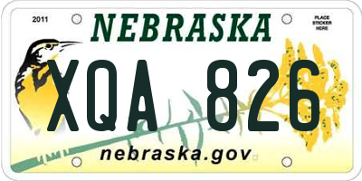 NE license plate XQA826