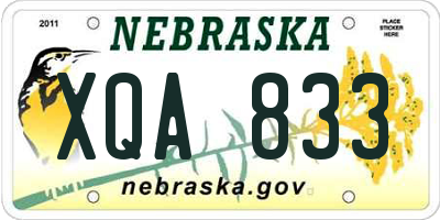 NE license plate XQA833