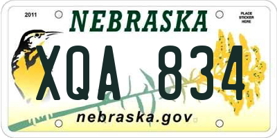 NE license plate XQA834