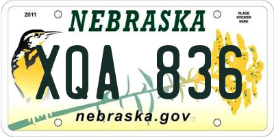 NE license plate XQA836