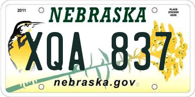 NE license plate XQA837