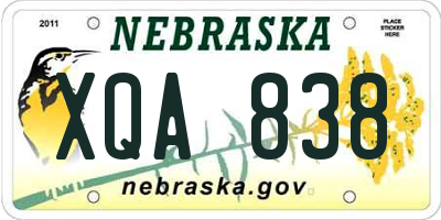 NE license plate XQA838