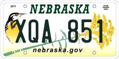 NE license plate XQA851