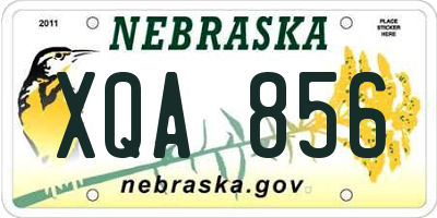 NE license plate XQA856