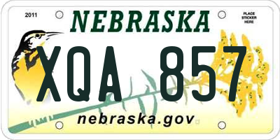 NE license plate XQA857