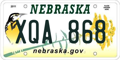 NE license plate XQA868