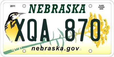 NE license plate XQA870