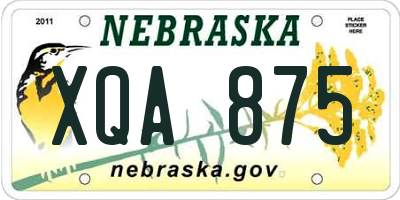 NE license plate XQA875