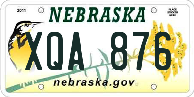 NE license plate XQA876