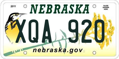 NE license plate XQA920
