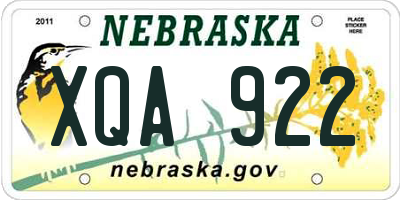 NE license plate XQA922