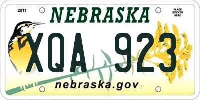 NE license plate XQA923