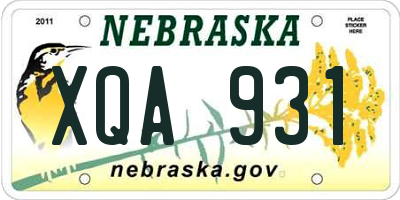 NE license plate XQA931
