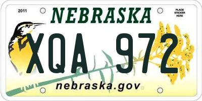 NE license plate XQA972