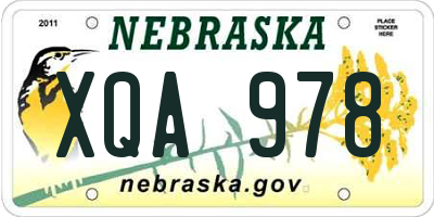 NE license plate XQA978