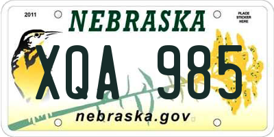 NE license plate XQA985