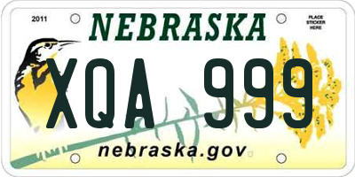 NE license plate XQA999