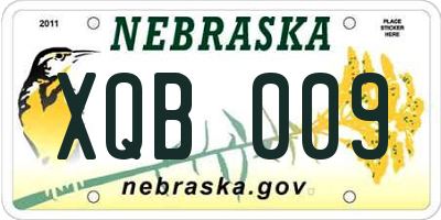 NE license plate XQB009