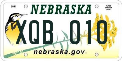 NE license plate XQB010