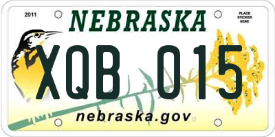 NE license plate XQB015