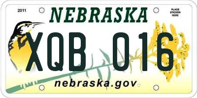 NE license plate XQB016