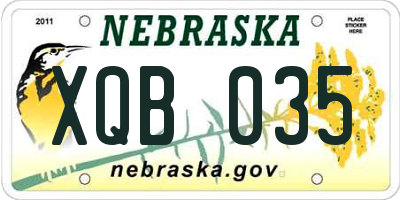 NE license plate XQB035
