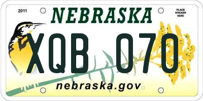 NE license plate XQB070