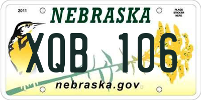 NE license plate XQB106