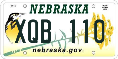 NE license plate XQB110